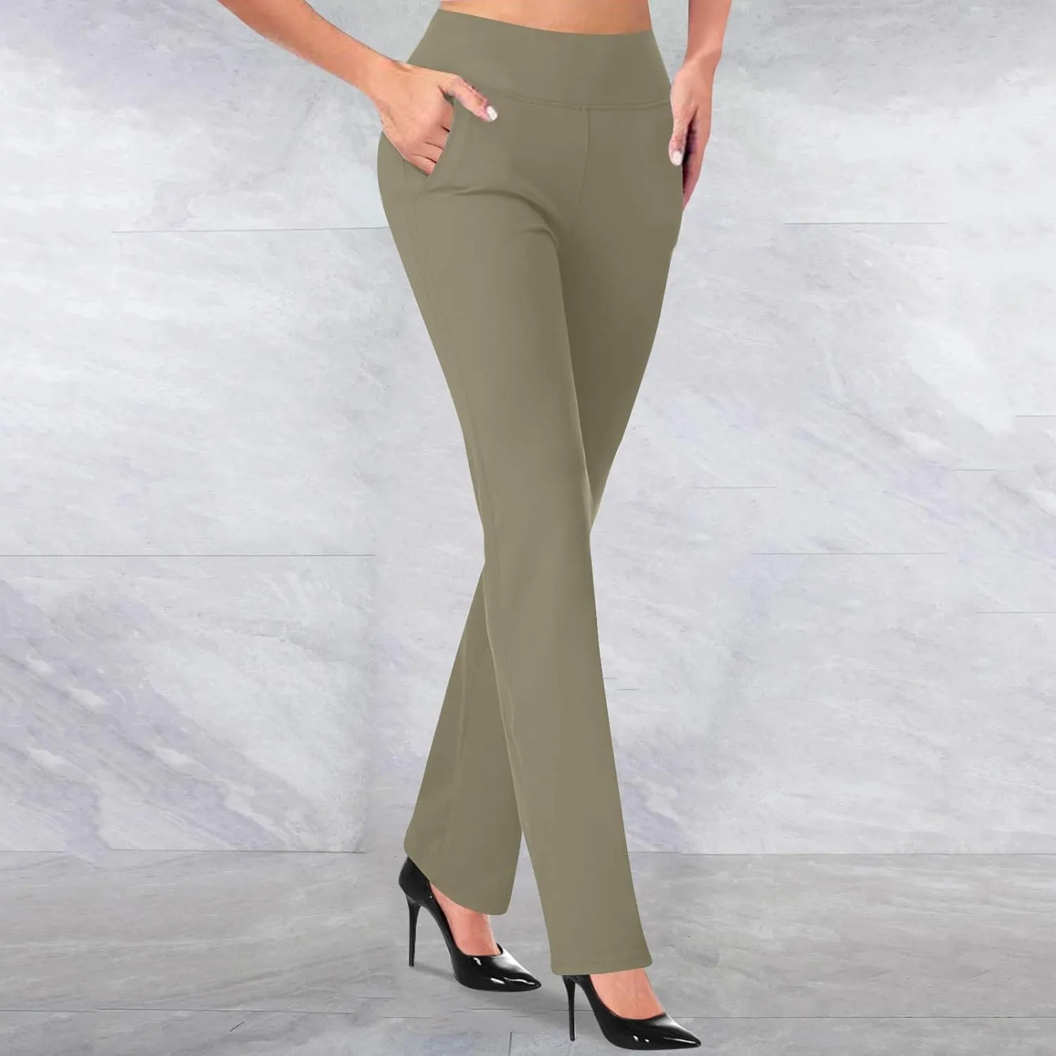 Yoga Pants for Women Flare Leggings with Pocket Stretch High Waisted Pant Butt Lifting Leggings Casual Lounge Trouser