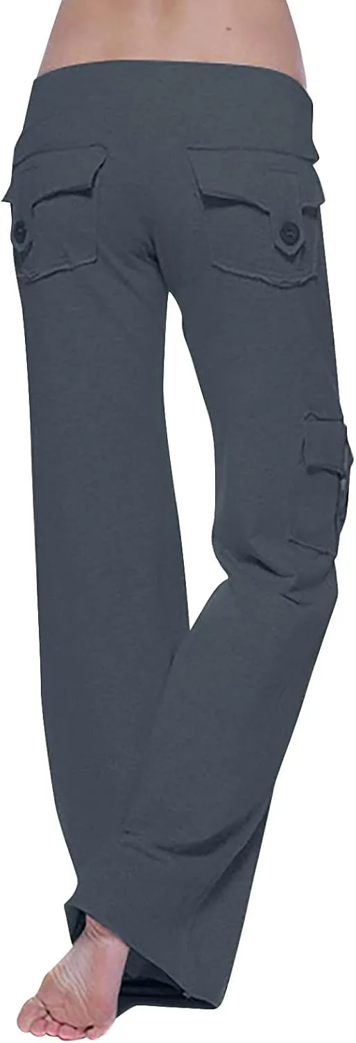 Yoga Pants for Women High Waisted Sweatpants Casual Cargo Pant Loose Wide Leg Trouser Pants with Pockets 2024