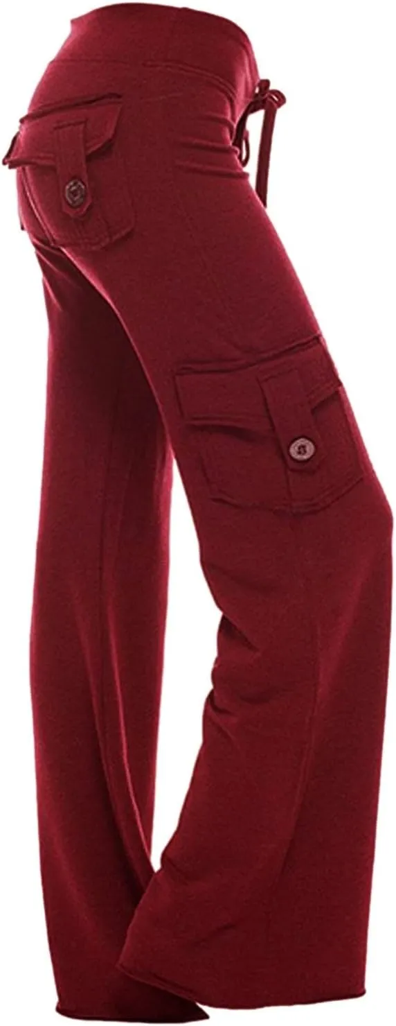 Yoga Pants for Women High Waisted Sweatpants Casual Cargo Pant Loose Wide Leg Trouser Pants with Pockets 2024