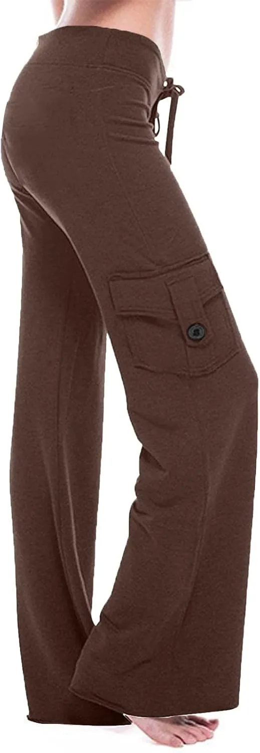 Yoga Pants for Women High Waisted Sweatpants Casual Cargo Pant Loose Wide Leg Trouser Pants with Pockets 2024