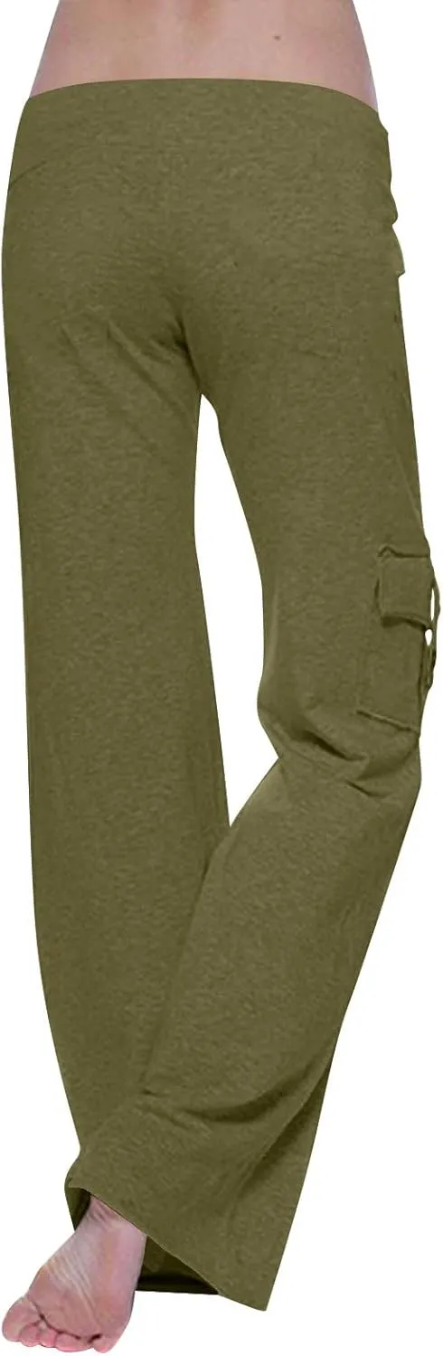 Yoga Pants for Women High Waisted Sweatpants Casual Cargo Pant Loose Wide Leg Trouser Pants with Pockets 2024