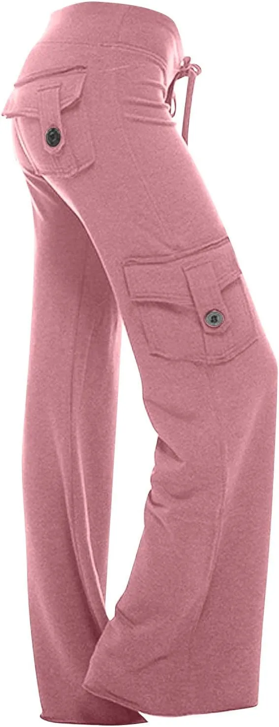 Yoga Pants for Women High Waisted Sweatpants Casual Cargo Pant Loose Wide Leg Trouser Pants with Pockets 2024