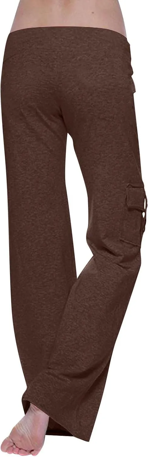 Yoga Pants for Women High Waisted Sweatpants Casual Cargo Pant Loose Wide Leg Trouser Pants with Pockets 2024