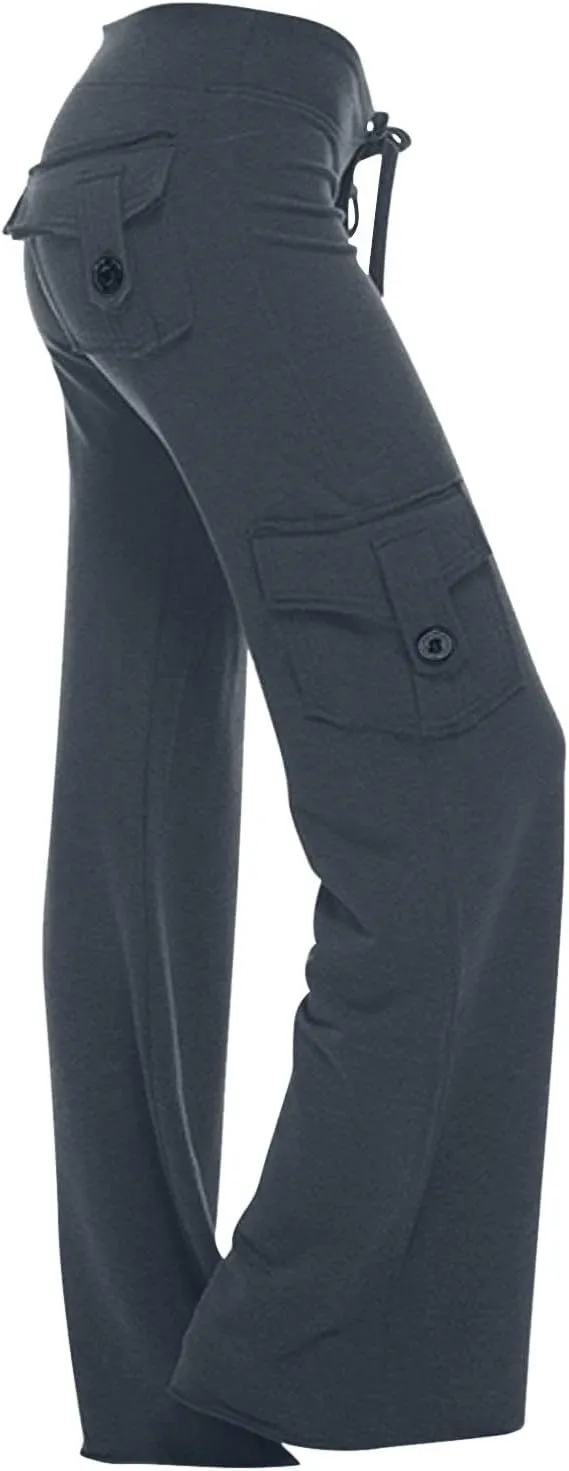 Yoga Pants for Women High Waisted Sweatpants Casual Cargo Pant Loose Wide Leg Trouser Pants with Pockets 2024