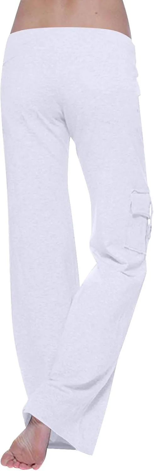 Yoga Pants for Women High Waisted Sweatpants Casual Cargo Pant Loose Wide Leg Trouser Pants with Pockets 2024