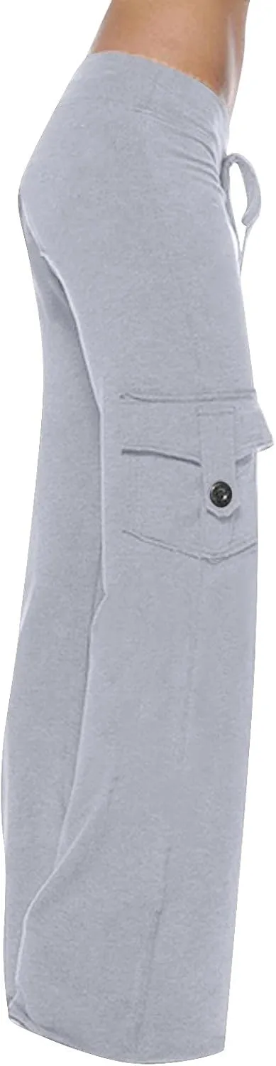 Yoga Pants for Women High Waisted Sweatpants Casual Cargo Pant Loose Wide Leg Trouser Pants with Pockets 2024