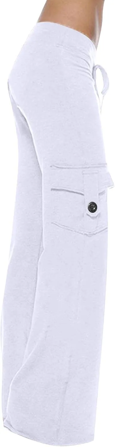 Yoga Pants for Women High Waisted Sweatpants Casual Cargo Pant Loose Wide Leg Trouser Pants with Pockets 2024