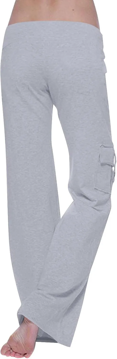Yoga Pants for Women High Waisted Sweatpants Casual Cargo Pant Loose Wide Leg Trouser Pants with Pockets 2024