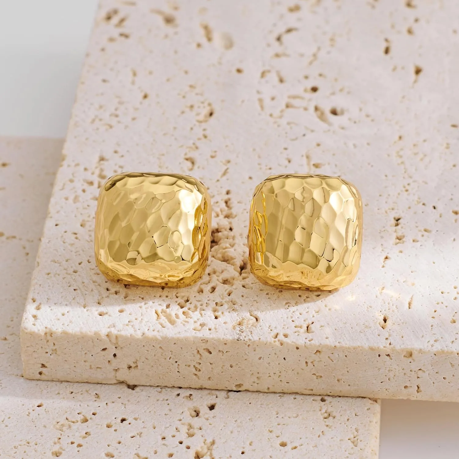 YUJIE Gold Statement Stud Earrings for Women Trendy Vintage Gold Geometric Earrings