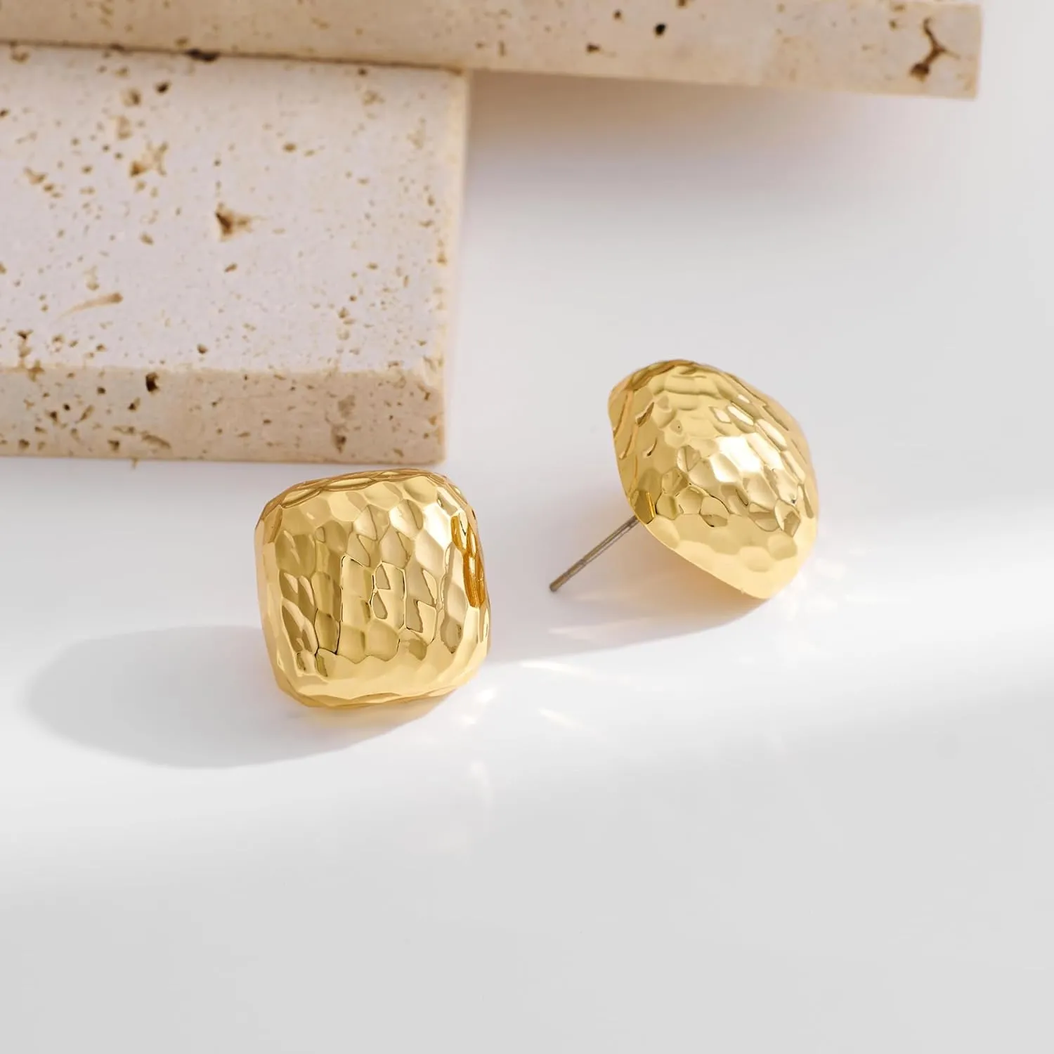 YUJIE Gold Statement Stud Earrings for Women Trendy Vintage Gold Geometric Earrings