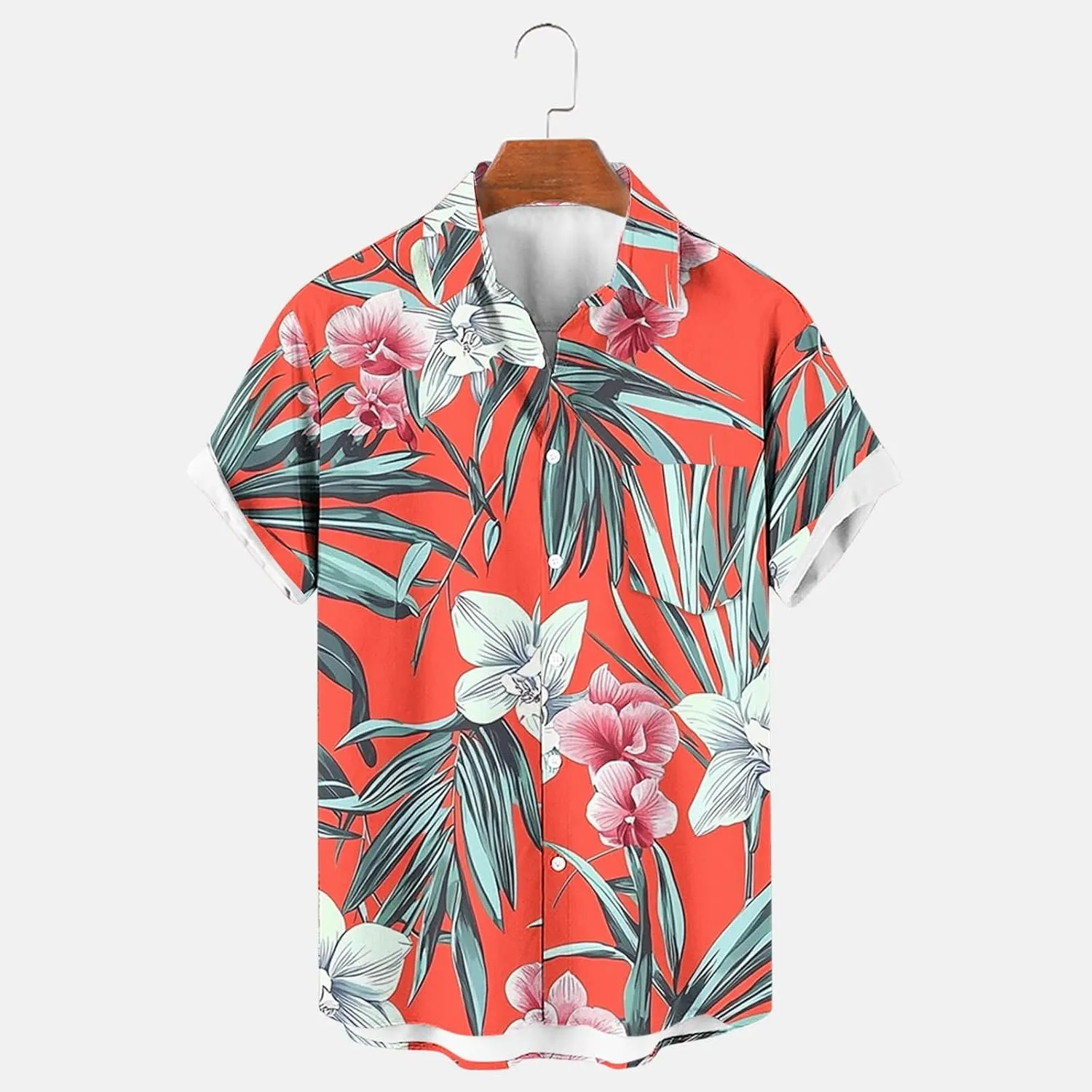 Zeiyignr Hawaiian Shirt for Men with Pocket - Short Sleeve Button Down Wrinkle-Resistant for Beach, Pool Parties, Vacation