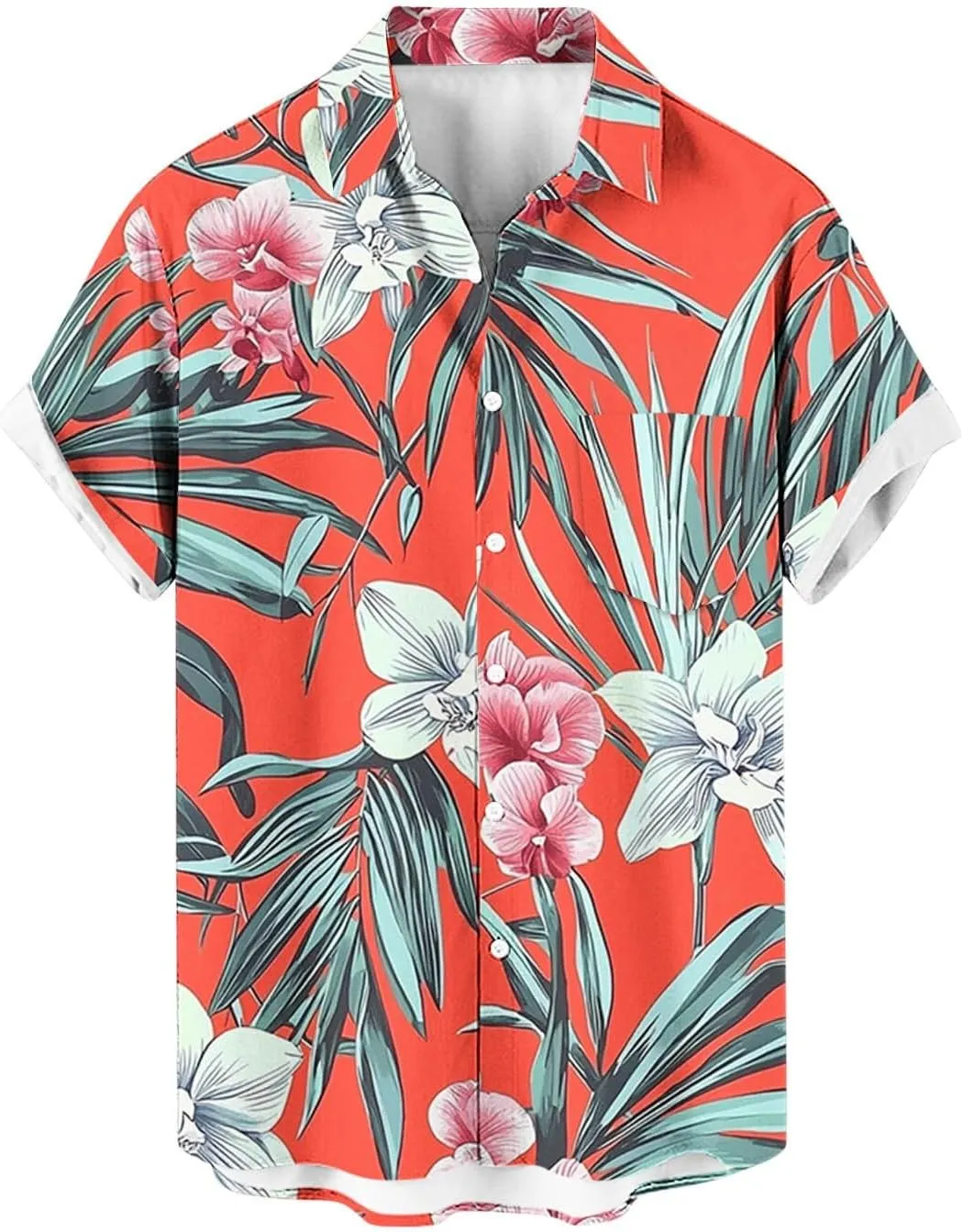 Zeiyignr Hawaiian Shirt for Men with Pocket - Short Sleeve Button Down Wrinkle-Resistant for Beach, Pool Parties, Vacation